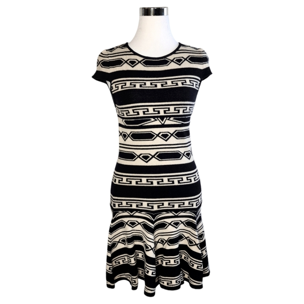 Alice + Olivia Sz S Pullover Geometric Sheath Sweater Dress.